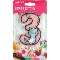 Свеча-цифра "3" Котик 9см Свеча-цифра "3" Котик 9см