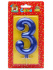 Свеча-цифра "3" Синий металлик"