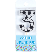 Свеча-цифра "3" Футболист, 5см