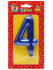 Свеча-цифра "4" Синий металлик"