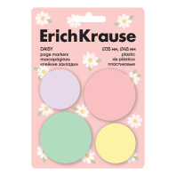 Клейкие закладки пластиковые ErichKrause Ромашки, 80 листов, 35 мм, 45 мм, 4 цвета