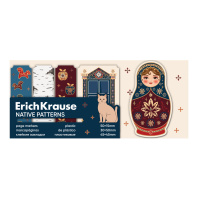 Клейкие закладки пластиковые ErichKrause Родные узоры,15х50 мм, 30х50 мм, 45х45 мм, 100 листов, ассорти
