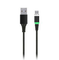 Кабель Smartbuy Type C для зарядки, черный, 2А, 1м, с магнитным наконеч.