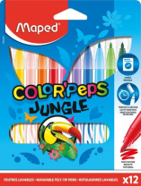 Фломастеры 12цв "Maped. Jungle", смываемые Фломастеры 12цв "Maped. Jungle", смываемые