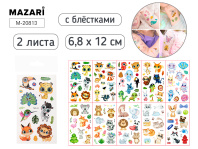 Татуировка-наклейка 6,8*12см 2л. "Животные" с блёстками