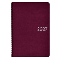 Еженедельник дат. 2027г А5 80л., кожзам., мягк.пер. "Гоутскин Бордовый", тисн.фольгой