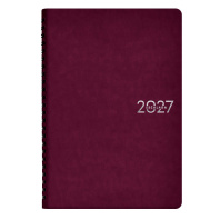 Еженедельник дат. 2027г А5 80л., кожзам., мягк.пер. "Гоутскин Бордовый", тисн.фольгой Еженедельник дат. 2027г А5 80л., кожзам., мягк.пер. "Гоутскин Бордовый", тисн.фольгой