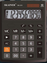 Калькулятор  10 разр. Skainer  настольный,  двойное питание, черный SK-210  (CMB-1001BK)