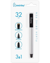 Флеш-драйв  32 GB USB 2.0 Smartbuy Ручка-флэшка-стилус серебристая