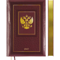 Ежедневник дат. 2027г А5 deVENTE Symbol 336стр.,бордовый, тв.обложка, кожзам, золотой срез