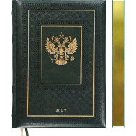 Ежедневник дат. 2027г А5 deVENTE Symbol 336стр.,зелёный, тв.обложка, кожзам, золотой срез