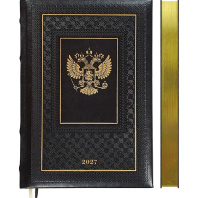 Ежедневник дат. 2027г А5 deVENTE Symbol 336стр.,чёрный, тв.обложка, кожзам, золотой срез