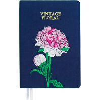 Ежедневник недат. А5 deVENTE Vintage Floral 320стр., пион, тв.обл.,ткань, цв.вышивка, ляссе