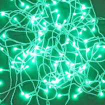 Гирлянда электрическая 10м 120LED светодиодная, прозрачный шнур, вьюн 220В, зеленый цвет