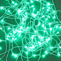 Гирлянда электрическая 10м 120LED светодиодная, прозрачный шнур, вьюн 220В, зеленый цвет