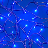 Гирлянда электрическая 10м 80LED светодиодная, прозрачный шнур, вьюн 220В, синий
