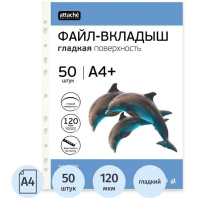 Файл с перфорацией А4+ / 0,120мм / 50 шт/уп., глянцевые