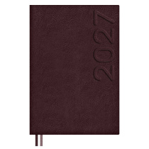 Ежедневник дат. 2027г А5 176л., кожзам, мягк.пер. "Шевро Бордовый", блинт.тисн., ляссе