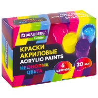 Краски акриловые НЕОНОВЫЕ для рисования и творчества 6 цветов по 20 мл, BRAUBERG HOBBY, 192438 Краски акриловые НЕОНОВЫЕ для рисования и творчества 6 цветов по 20 мл, BRAUBERG HOBBY, 192438