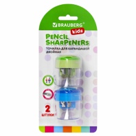 Точилки BRAUBERG KIDS "MAXI", 2 ШТУКИ, 2 отверстия, с большим контейнером, трехгранный корпус, цвета ассорти, блистер, 271947 Точилки BRAUBERG KIDS "MAXI", 2 ШТУКИ, 2 отверстия, с большим контейнером, трехгранный корпус, цвета ассорти, блистер, 271947