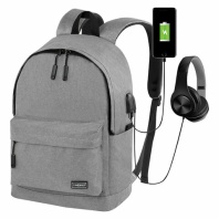 Рюкзак HEIKKI ACTIVE (ХЕЙКИ) универсалный, отд. для ноутбука, USB-порт, серый, 44х31х14 см, 272561