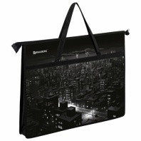 Папка для рисунков и чертежей с ручками BRAUBERG А3, пластик, молния сверху, Night city, 273410