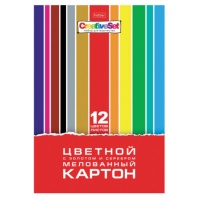 Картон цветной А4 МЕЛОВАННЫЙ ВОЛШЕБНЫЙ, 12л. 12цв. в папке, HATBER, 200х290мм, CreatiМ, 12Кц4, 12Кц4_32572
