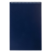 Блокнот БОЛЬШОЙ ФОРМАТ А4 80л, гребень, обложка пластик VELVET, клетка, HATBER, синий, 081279, 80Б4В1гр_01609