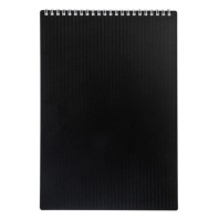Блокнот БОЛЬШОЙ ФОРМАТ А4 80л, гребень, обложка пластик VELVET, клетка, HATBER, черный, 081279, 80Б4В1гр_01601