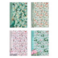 Тетрадь А4 80л. HATBER гребень, клетка, матовая ламинация, Floral collection (микс в спайке), 082972, 80Т4лВ1гр