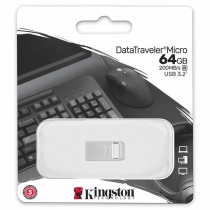 Флеш-диск 64GB KINGSTON DataTraveler Micro USB 3.2, металл. корпус, серебристый, DTMC, DTMC3G2/64GB