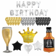 Шары воздушные НАБОР ДЛЯ ДЕКОРА "Happy Birthday", 52 шара, серебро/золото/черный, BRAUBERG, 591898 Шары воздушные НАБОР ДЛЯ ДЕКОРА "Happy Birthday", 52 шара, серебро/золото/черный, BRAUBERG, 591898