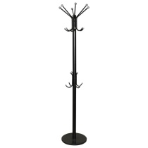 Вешалка-стойка SHT-CR450, 1,86 м, диск 37 см, 6 крючков + 4 дополнительных, металл/мрамор, черная, В1-50