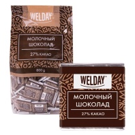 Шоколад порционный WELDAY (ВЭЛДЭЙ) "Молочный 27%", 800 г (160 плиток по 5 г), пакет, 622406 Шоколад порционный WELDAY (ВЭЛДЭЙ) "Молочный 27%", 800 г (160 плиток по 5 г), пакет, 622406
