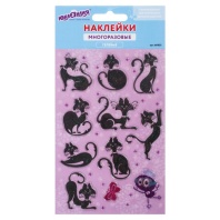 Наклейки гелевые "Кошки", многоразовые, с блестками, 10х15 см, ЮНЛАНДИЯ, 661823 Наклейки гелевые "Кошки", многоразовые, с блестками, 10х15 см, ЮНЛАНДИЯ, 661823