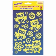Наклейки флуоресцентные "Совы", светятся в темноте, 19 штук, ассорти, 14х21 см, ЮНЛАНДИЯ, 662692 Наклейки флуоресцентные "Совы", светятся в темноте, 19 штук, ассорти, 14х21 см, ЮНЛАНДИЯ, 662692
