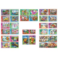 Пазлы картонные 12 элем.+32 элем., КОМПЛЕКТ 32 шт., поле 17,5 х 13 см, РЫЖИЙ КОТ