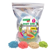 Песок для лепки кинетический, 4 цвета, 3000г,пакет, ПИФАГОР, код 1С, 666005
