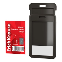 Бейдж вертикальный в комплекте с лентой  ErichKrause слайдер, твердый пластик ABC , размер вставки 5