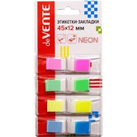 Закладки с липким краем (45*12мм) 4цв, по 50л.,  Z-сложение в диспенсере, НЕОН*