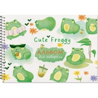 Альбом для акварели  А4 20л. 200 г/м2 "Cute Froggy", гребень