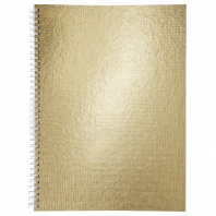 Тетрадь А4  96л  кл. гребень бумвинил Hatber "METALLIC Золото"*