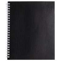 Тетрадь А5  48л кл. гребень  бумвинил Hatber "Черная Metallic"*