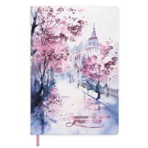 Записная книжка учителя А5 240стр. кож.зам., мягк.пер. "Весенний город" тисн.фольг., ляссе