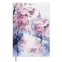 Записная книжка учителя А5 240стр. кож.зам., мягк.пер. "Весенний город" тисн.фольг., ляссе