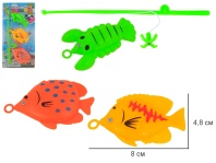 Рыбалка 4 рыбки, удочка 8см