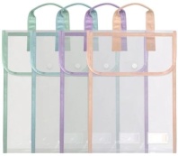 Папка 1 отд. на кнопке А4, прозрачная с окантовкой, ассорти