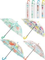 Зонт детский 48см "Животные" трость, полуавтомат, ассорти ПВХ, со свистком