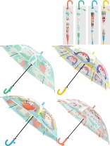 Зонт детский 48см "Животные" трость, полуавтомат, ассорти ПВХ, со свистком