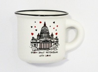 Кружка сувенирная  50мл, From SPb with love. Исаакий, фарфор, матовая белая
